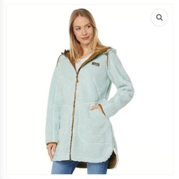 L.L. Bean Women's Mountain Pile Fleece Coat Light Aqua Blue Size M - Picture 1 of 7